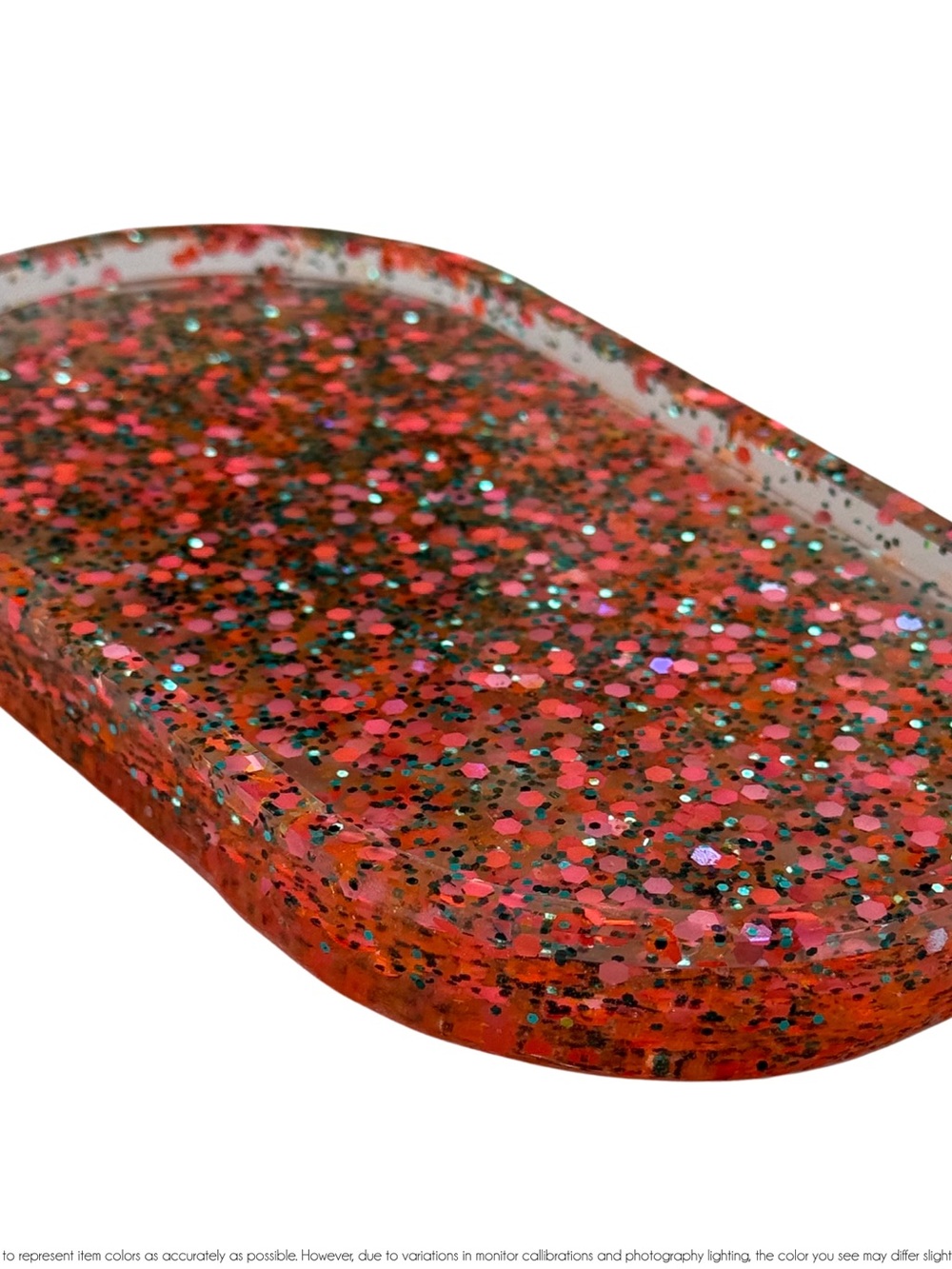 One-of-a-kind multicolored chunky glitter resin trinket tray / dish